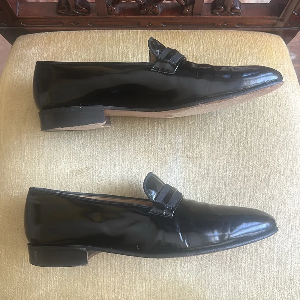 Mariano Black Patent Leather Dress Loafers Tuxedo Opera Shoes for Men Size 9